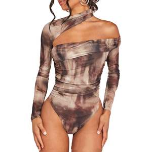 บอดี้สูทผู้หญิงแบบเปิดไหล่ แขนยาว พิมพ์ลาย ผ้าถักยืด รุ่นคัสตอม 2026 เหมาะสำหรับใส่ออกไปข้างนอก - Product Image 6