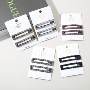 Ensemble de pinces à cheveux longues carrées pour femmes, super brillantes, <span class=keywords><strong>avec</strong></span> strass, luxe léger, clip pour <span class=keywords><strong>frange</strong></span> haut de gamme, clip latéral, entièrement en diamant, fait main - Product Image 1