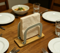 Porte-serviettes de table moderne en bambou, bois et métal, multifonctionnel, de petite taille, durable, réglable, mobile et portable
