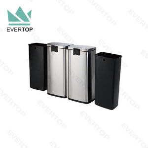 PD-D04B 60L Stainless Steel Pedal Trash <strong>Bin</strong> <strong>Two</strong> <strong>Compartment</strong> Large Recycling Dual Rubbish <strong>Bin</strong> <strong>with</strong> 2 x 30L Foot Pedal Structure - Product Image 2