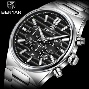 นาฬิกาควอตซ์ BENYAR 5214 รุ่นเรียบง่ายสำหรับผู้ชาย สายสแตนเลส กันน้ำ พร้อมปฏิทิน เรืองแสง ของขวัญสำหรับผู้ชาย - Product Image 5
