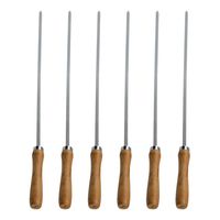 Brochettes de barbecue professionnelles de qualité supérieure en acier inoxydable, résistantes à la rouille, avec manche en bois, couteaux World BBQS-09, tailles personnalisées, faciles à nettoyer