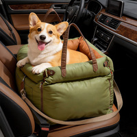 Coussin de voiture pour animaux de compagnie en similicuir de luxe, lit surélevé pour chien avec boucle de sécurité, LOGO personnalisé, lits de luxe pour chiens, siège de voiture pour animaux de compagnie