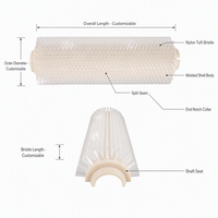 Brosse rotative industrielle à deux pièces, à poils en nylon, à rangées de poils décalées, fournisseur OEM