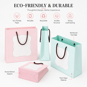 Best Seller Custom Logo Striped Paper Gift Boxes Durable Eco-Friendly Paper Bags with Thick Material for Apparel Packaging - Product Image 2