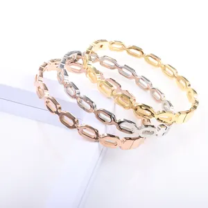 Hollow Bangle Open Knot Luxury Gold Plated Stainless Steel Luxury Bracelet For Women