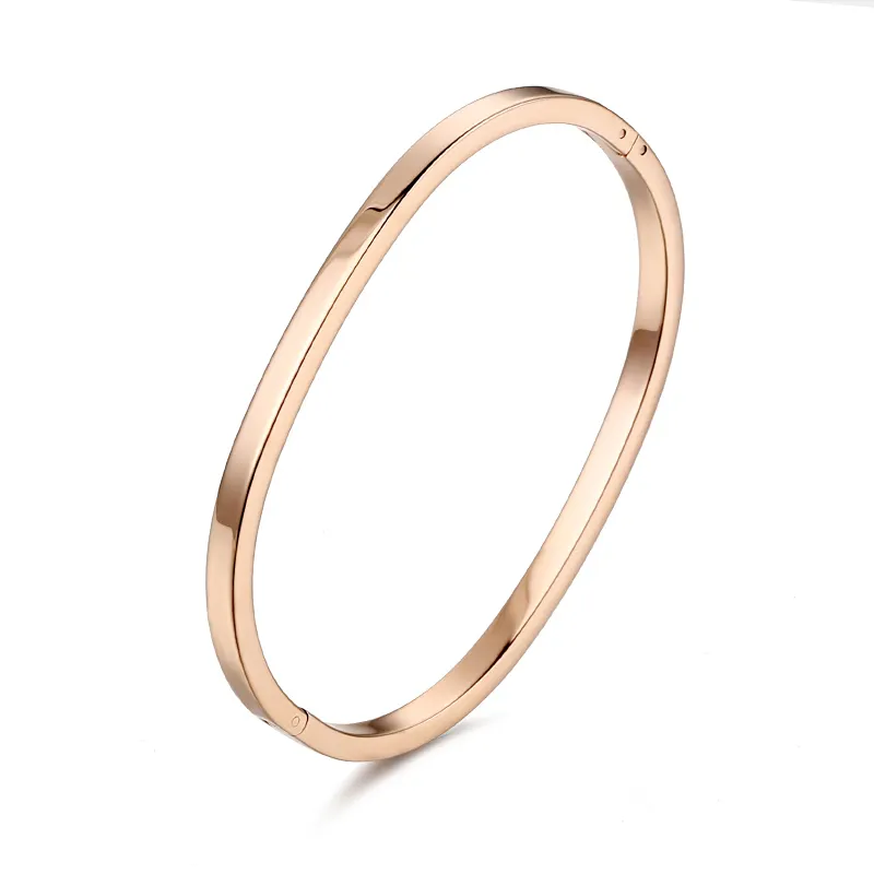 KAIWEINI Wholesale Custom Stainless Steel Jewelry Lovers Couple Bracelet Gold Elliptic Cuff Bangle