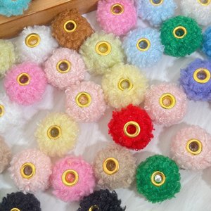 Teddy Pom Pom Beaded Jewelry Accessories Multi Color Yarn Flower Spacer Beads For DIY Crafting Jewelry Making - Product Image 2