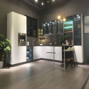 Armoires de cuisine modernes en laque noire mate, design en bois, designs de cuisine modernes - Product Image 6