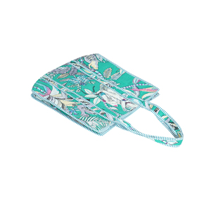 Floral Panelled Canvas Tote <b>Bag</b> Bohemian Open Top Summer Shopping <b>Bag</b> Green White Blue - Product Image 6