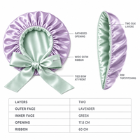 Bonnet en Soie de Mûrier Double Couche avec Nœud en Ruban Réversible Deux Faces 33cm, Coffret Cadeau, Pochette, Vente en Gros, OEM, ODM