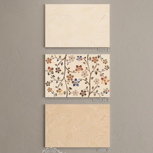 Carreaux muraux en céramique numérique noir et blanc de luxe, motif floral, 300x450mm, finition miroir brillante, pour les intérieurs d'hôtels et de villas - Product Image 2