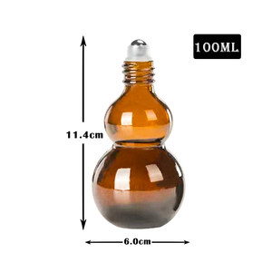Botellas de Vidrio Ámbar Redondas de 30 ml y 50 ml con Forma de Calabaza para Perfume, con Bolas de Rodillo de Acero Inoxidable, 1 oz 50 ml - Product Image 6