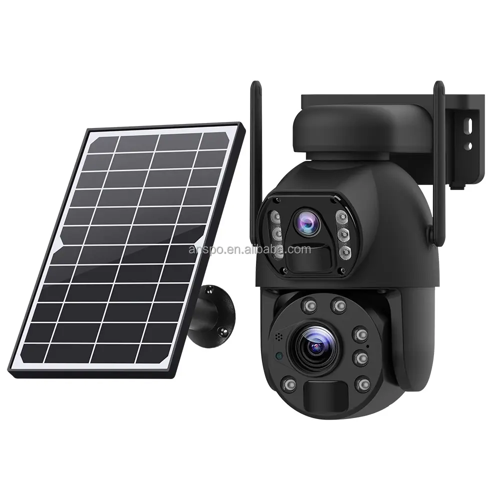 Çift Lens 20X Zoom güneş kamera tam renkli lazer kızılötesi lamba 4G güneş açık kamera güvenlik CCTV kablosuz sim kart kamera