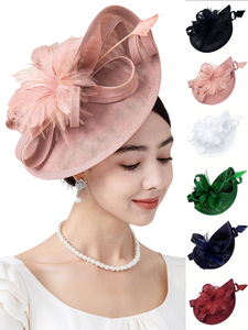 Fascinateur Premium pour Femme, Chapeau de Mariage Chic, Fascinator en Sinamay à Plumes pour Cérémonie, Accessoire Coiffure Élégant avec Pince pour Mariée et Fêtes - Product Image 6