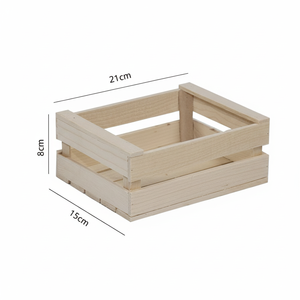 Cesta de madera y bambú rústica mínima Almacenamiento de pino rectangular hecho a mano para frutas y vino, listo para enviar desde Vietnam - Product Image 1