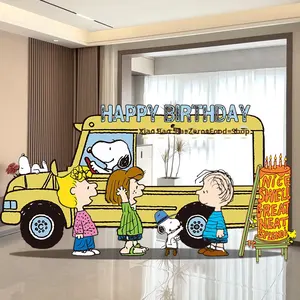 Décoration de scène pour le premier anniversaire de bébé, thème Snoopy, fond mural pour enfants, chariot à collations, panneau KT, design personnalisable - Product Image 3