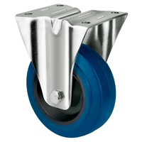 Roulettes de table d'atelier de style industriel européen de 5 pouces (125 mm) avec roulement à billes, roulettes en caoutchouc élastique bleu
