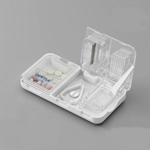 Green Good Quality Pill Cutter Rectangle <b>Tablet</b> Storage <b>Containers</b> and Medicine Grinder Set Plastic Material - Product Image 4