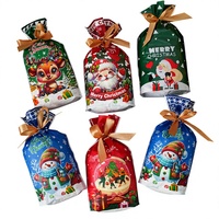 Sacs cadeaux de Noël à cordon, pochettes d'emballage pour bonbons Joyeux Noël, sacs de fête de qualité alimentaire pour les fêtes