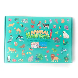 Venda quente animal habitats ocupado livro para crianças com desenho caneta quieto livro montessori brinquedos caixas de embalagem personalizada