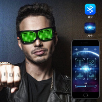 Lunettes de fête LED pour adultes, multilingues, avec chargeur USB, clignotantes, lumineuses, pour les fêtes, contrôlables par application