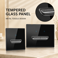 Interrupteur à bascule rétro en verre trempé noir DepoGuye, panneau LED européen 16A, 2 prises USB C, norme britannique 240V IP20 40000