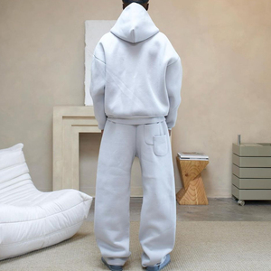 Blank Sweatsuits Custom Boxy Zip Up Hoodies And Sweat Pants Set Heavyweight 500 Gsm Oversized Men'S <strong>Tracksuit</strong> Set - Product Image 4