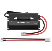 Chargeur de batterie LiFePO4 professionnel LiTime 80A, portable et montable, chargeur de batterie au lithium 14,6V, câble de sortie de 61,02 pouces, garantie de 2 ans