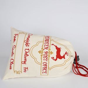 Sac de Noël en coton grande capacité avec cordon de serrage pour décoration intérieure et fêtes de fin d'année 2026 – Vente en gros - Product Image 3
