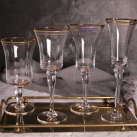 Vente flash : Collection de verres à vin à double bordure dorée personnalisés avec logo, en cristal soufflé à la bouche, élégants pour le champagne, ensemble de gobelets