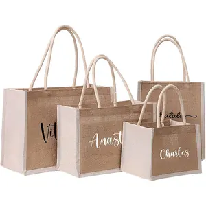 custom logo different size printed taiwan like jute bag bio degradable jute shopping bag