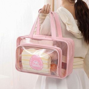 Trousse de Toilette Transparente en PVC, Sac de Rangement Cosmétique Étanche pour la Natation, Ensemble de Sacs de Maquillage Transparents pour le Voyage - Product Image 3