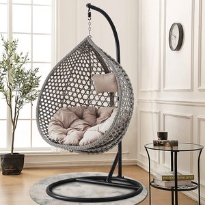 Silla columpio individual de mimbre para Patio, jardín, exterior, con soporte, columpio oscilante interior, <span class=keywords><strong>2023</strong></span> - Product Image 2