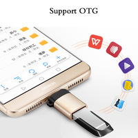 Adaptor Kabel USB-C Female ke USB-A Male, USB 3.0 Tipe-C USB-A OTG Data, Konverter Pengisian Cepat dari Aluminium Alloy untuk Kamera dan Komputer