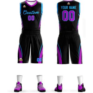 Uniforme de Baloncesto Personalizado Unisex para Adultos, Cuello en V, Sublimado, Absorbente de Humedad, Nombre del Equipo, Número, Logotipo - Product Image 1