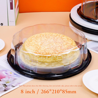 Boîte à gâteau ronde transparente en PET de 8 pouces, idéale pour l'emballage personnalisé de tiramisu et de gâteaux d'anniversaire, avec couvercle – Vente chaude