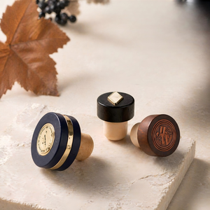 Bouchon universel en alliage de zamac de type T avec dessus en bois et bouchon en liège synthétique, étanchéité hermétique, étanche à l'eau, recyclable, pour spiritueux, liqueurs, <span class=keywords><strong>vin</strong></span> - Product Image 1