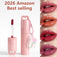 Meilleures ventes Amazon 2026 : Rouge à lèvres liquide brillant et gloss à lèvres mignon rouge-brun rose avec breloques