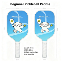 Raquette de pickleball en forme d'ours de dessin animé, raquette légère pour débutants avec poignée confortable pour enfants et joueurs occasionnels