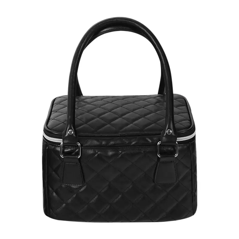 BSCI fábrica diamante acolchado impermeable sólido PU cosmético bolsa viaje neceser portátil almacenamiento Tote maquillaje caso bolso