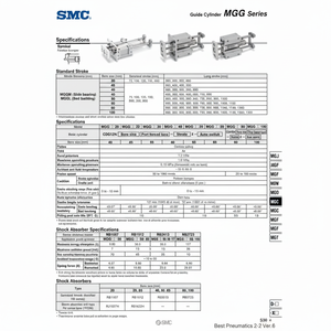 Cylindre de guidage MGGLB32-200-HN SMC Pneumatics - Product Image 1