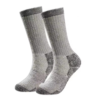 Chaussettes en laine mérinos à boucles complètes, tricotées à grosses aiguilles, chaussettes de randonnée mi-mollet, chaussettes personnalisées en laine mérinos pour hommes, haute qualité, vente en gros