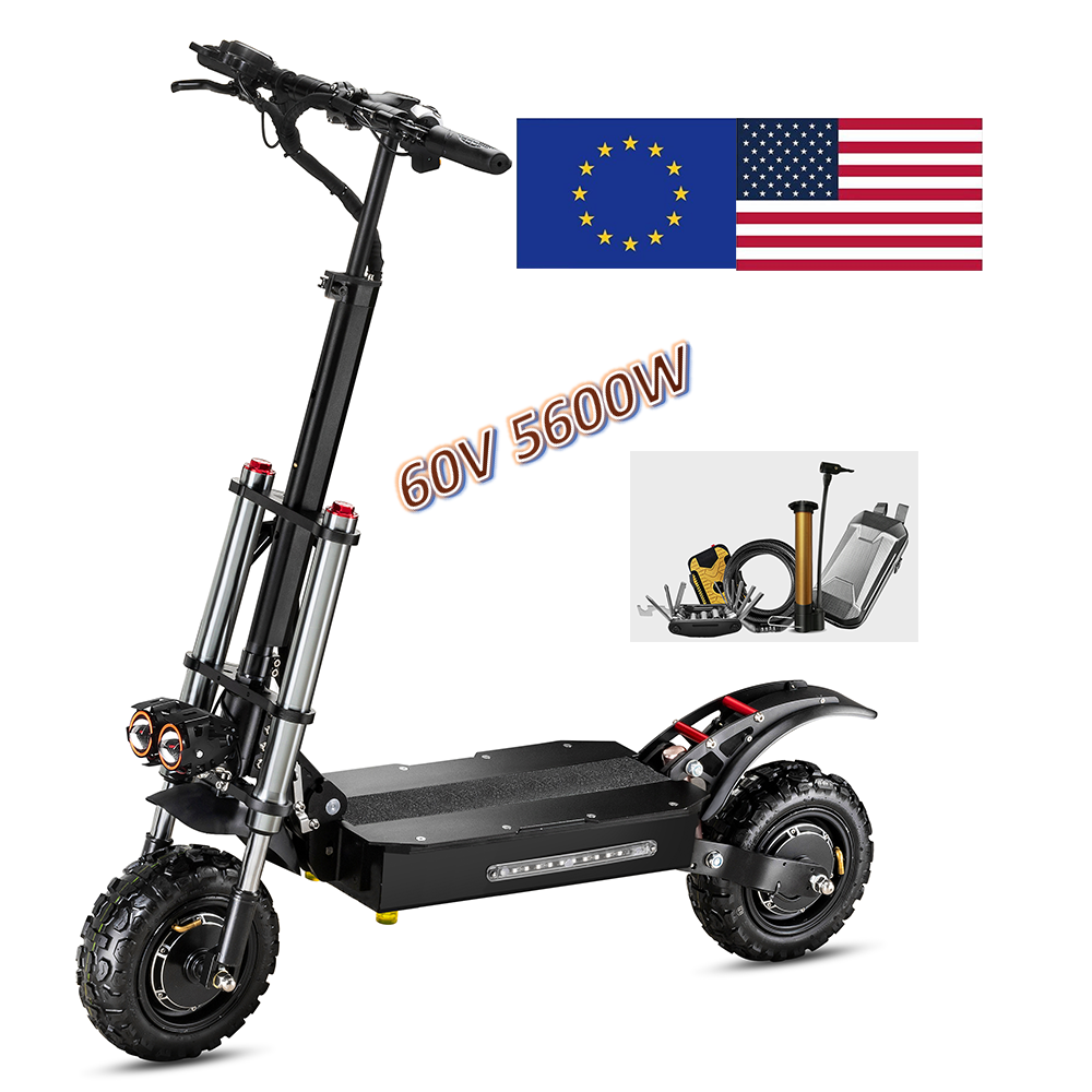 Eu Magazijn 5600W 6000W Speed Opvouwbare Dual Motor Elektrische Scooter Volwassen