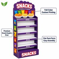 Présentoir en carton personnalisé pour snacks, support autoportant à cinq niveaux pour snacks soufflés, idéal pour supermarchés et magasins de détail