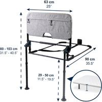 Barandilla de Cama Plegable para Adultos con Patas Ajustables, Barrera de Cama de Metal y Tela 63x103cm, Compatible con Camas de 90-180cm, KMINA K40069