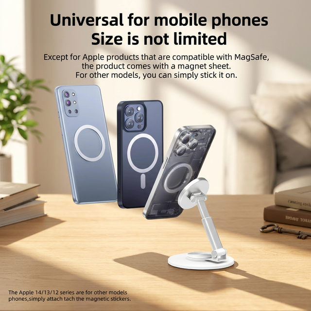 Wholesale 360° Rotating Telescopic Magnetic Phone Stand Adjustable Aluminum Desktop Holder Custom Logo