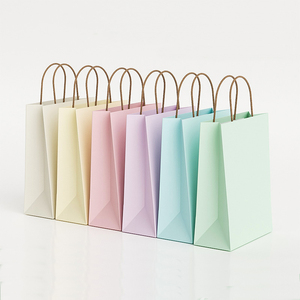 Wholesale Macaron Color Kraft <b>Paper</b> Gift Bags Custom Logo Printed Handle Shopping <b>Paper</b> Bags for Wedding Cosmetics Packing - Product Image 6