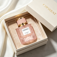 Flacon de parfum OEM en gros de qualité supérieure, vert, marron, noir, bleu, rose, violet, 50 ml, en verre facetté avec col doré