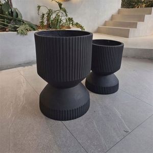 Concrete Nordic Round Black Oval Large Cement Outdoor <b>Planters</b> Flower Pots <b>Planters</b> for Indoor Plants - Product Image 2
